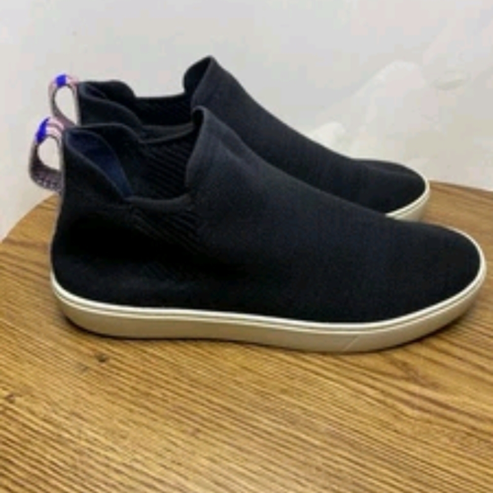 Rothy’s The Chelsea Ankle High Sneakers Slip On Shoes Black Women’s Size 10.5 - Picture 4 of 11